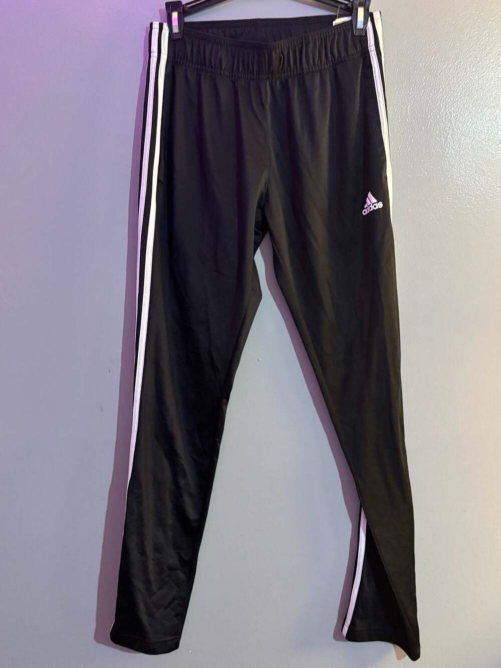 Adidas Iconic 3-Stripe Black Athletic Track Pants Small